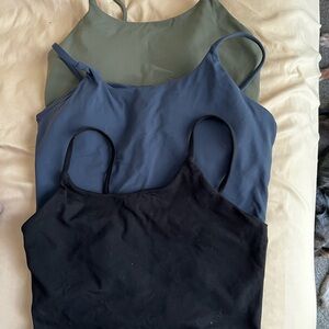 Set of Three Camisole Tops in Black, Blue, and Green